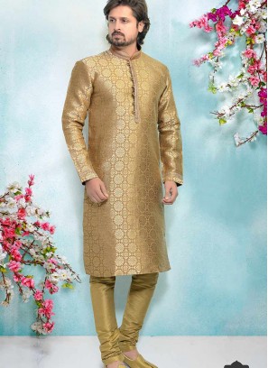 Brown Color Silk Kurta Pajama For Mens