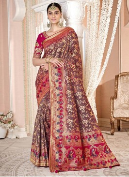 Brown Color Silk Weoven Exclusive Saree