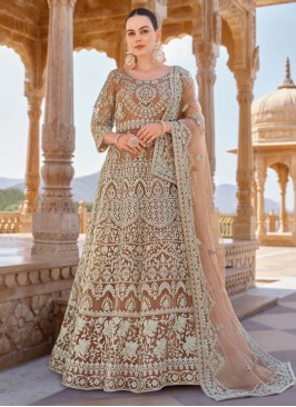 Brown Net Cord Designer Salwar Suit