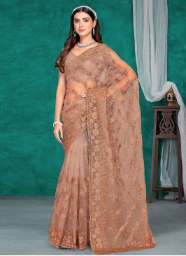 Brown Party Net Trendy Saree