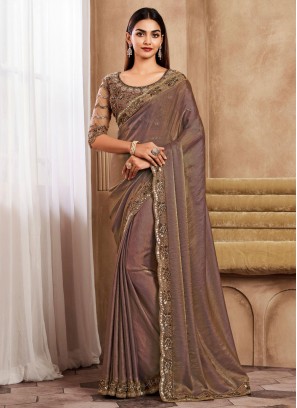Brown Silk Wedding Trendy Saree