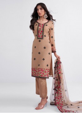 Brown Stone Work Salwar Suit