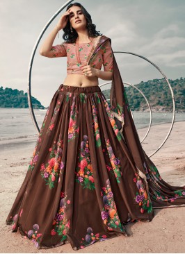 Brown Thread Organza Lehenga Choli