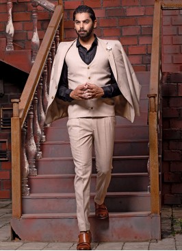 Buttoned Cream Suit Set