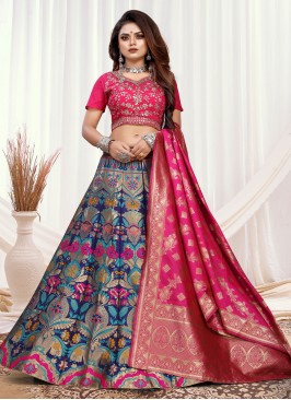 Capricious Banarasi Silk Multi Colour Weaving Designer Lehenga Choli