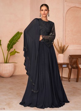 Capricious Embroidered Black Trendy Gown