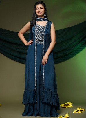 Capricious Teal Readymade Salwar Suit