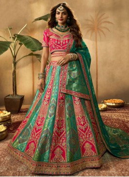 Captivating Embroidered Banarasi Silk Trendy Lehen