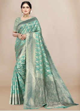 Captivating Organza Weaving Rama Saree