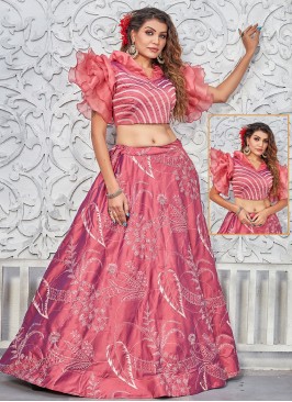 Captivating Resham Pink Trendy Lehenga Choli