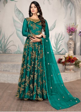 Captivating Sequins Net Trendy Anarkali Salwar Kameez