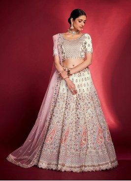 Captivating White Swarovski Silk Designer Lehenga Choli