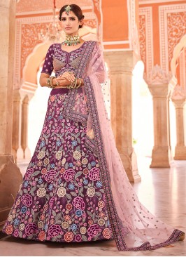 Captivating Wine Faux Crepe Lehenga Choli