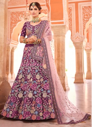 Captivating Wine Faux Crepe Lehenga Choli