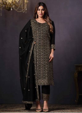 Catchy Black Georgette Trendy Salwar Kameez