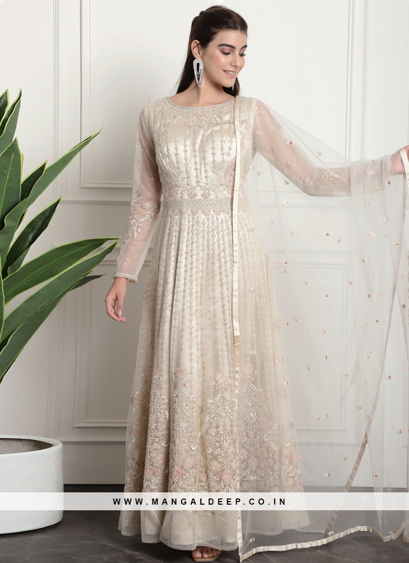 White deals net anarkali