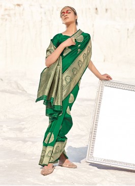 Catchy Green Festival Traditional Designer Saree