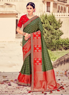 Catchy Green Weaving Silk Saree