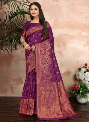 Catchy Purple Trendy Saree