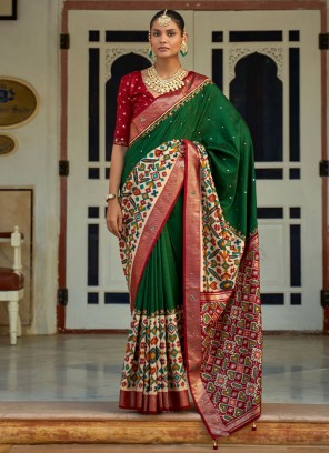 Celestial Aariwork Green Saree