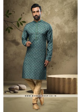 Celestial Charm Kurta Pyjama Set - Handloom Cotton Top with Art Silk Peshawari Bottom, Featuring Glittering Mirrors, Artistic Pintex and Delicate Embroidery Work