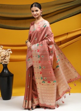 Celestial Peach Woven Saree