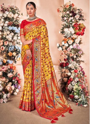 Celestial Yellow Ceremonial Contemporary Style Saree