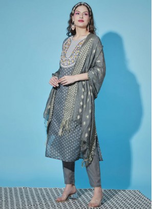 Chanderi Designer Salwar Suit in Grey