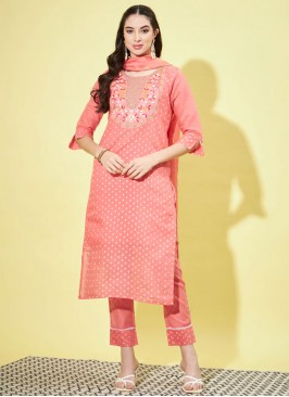 Chanderi Embroidered Pink Trendy Salwar Suit