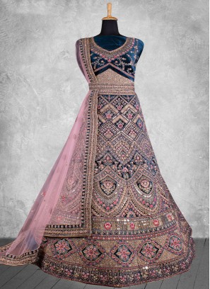 Charismatic Blue Embroidered Designer Lehenga Choli
