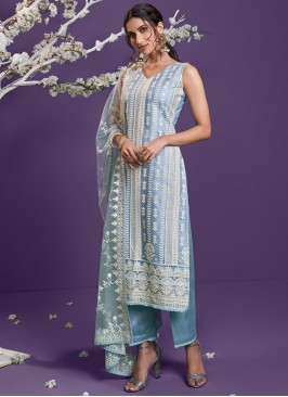 Charismatic Embroidered Festival Designer Straight Suit