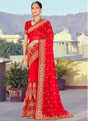 Charismatic Georgette Embroidered Saree