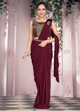 Charismatic Plain Purple Imported Designer Saree