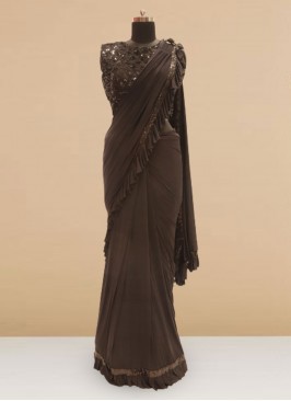 Charming Black Color Sangeet Function Wear Saree