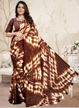 Charming Brown Color Party Wear Saree