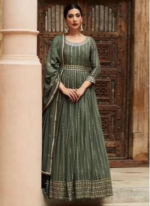 Charming Embroidered Green Salwar Suit 