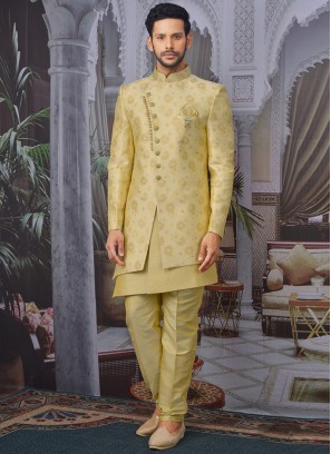 Charming Gold Color Men Indo Western For Wedding