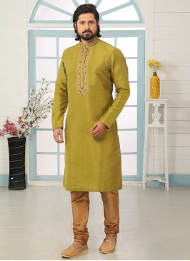 Charming Green Color Festive Wear Art Silk Kurta Pajama