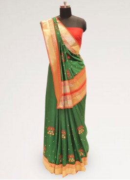 Charming Green Color Festive Wear Designer Saree
