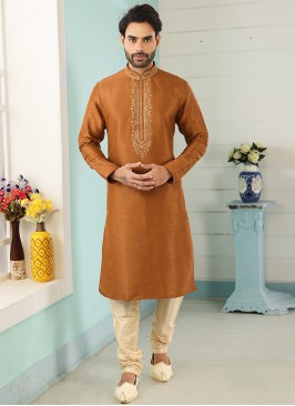 Charming Orange Color Festive Wear Art Silk Kurta 