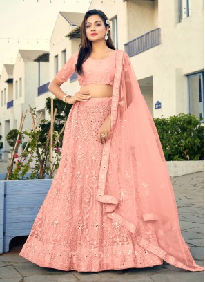 Charming Peach Reception Lehenga Choli