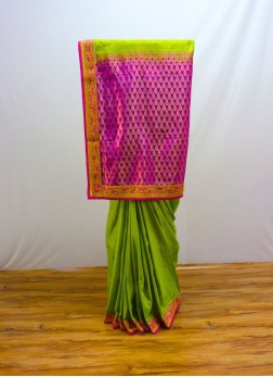Charming Pink And Green Banarasi Silk Saree For We