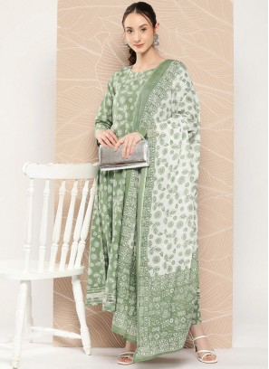 Charming Printed Green Trendy Salwar Suit 