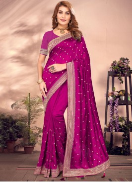 Charming Rani Embroidered Traditional Saree