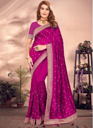 Charming Rani Embroidered Traditional Saree