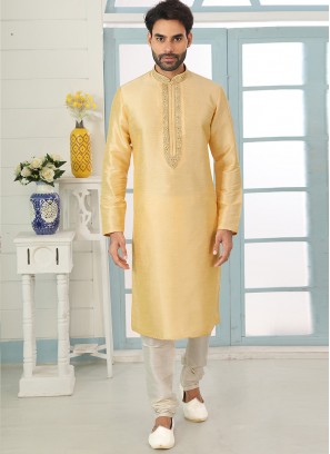 Charming Yellow Color Festive Wear Art Silk Kurta Pajama