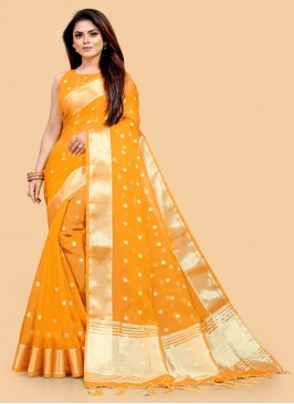 Charming Yellow Color Function Wear Silk Saree