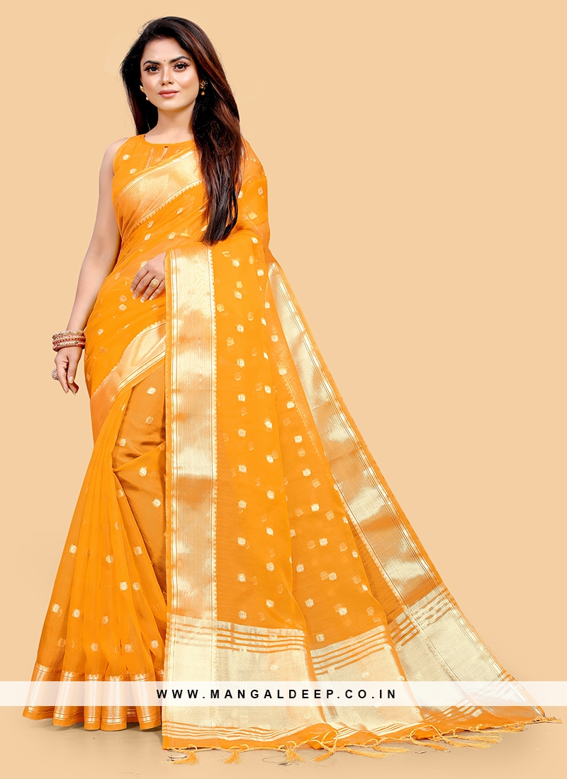 Charming Yellow Color Function Wear Silk Saree