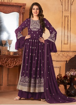 Cherubic Faux Georgette Ceremonial Palazzo Salwar Kameez