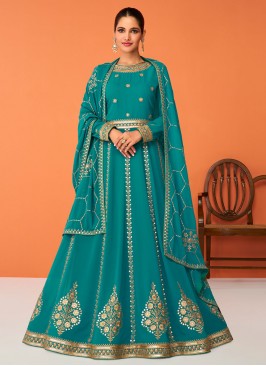 Cherubic Georgette Sea Green Salwar Kameez